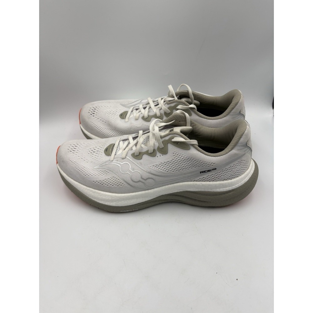 Saucony Ride 19 Mens Size 11 White Athletic Running Sneakers Shoes - Picture 3 of 13